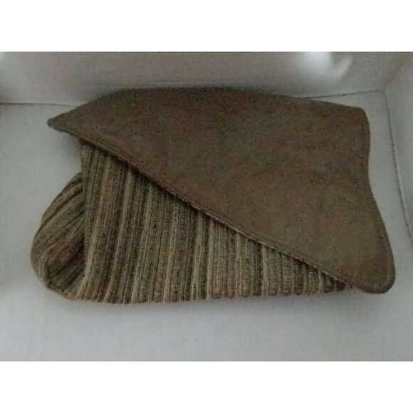 Vintage Daffodil 100% Silk Striped Clutch Bag With Flap Closure - Picture 1 of 4